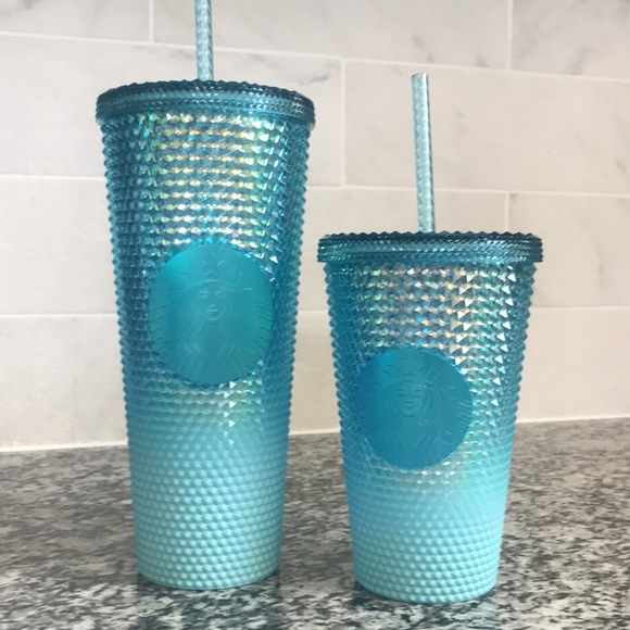 🩵NWT🩵 TWO Starbucks Winter Glacier Gradient Studded Tumblers Blue 16oz & 24oz - Picture 16 of 16